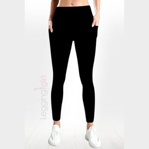 Solid Black Two Large Pockets - Wide Band Top Quality Women's Fitness One Size (
